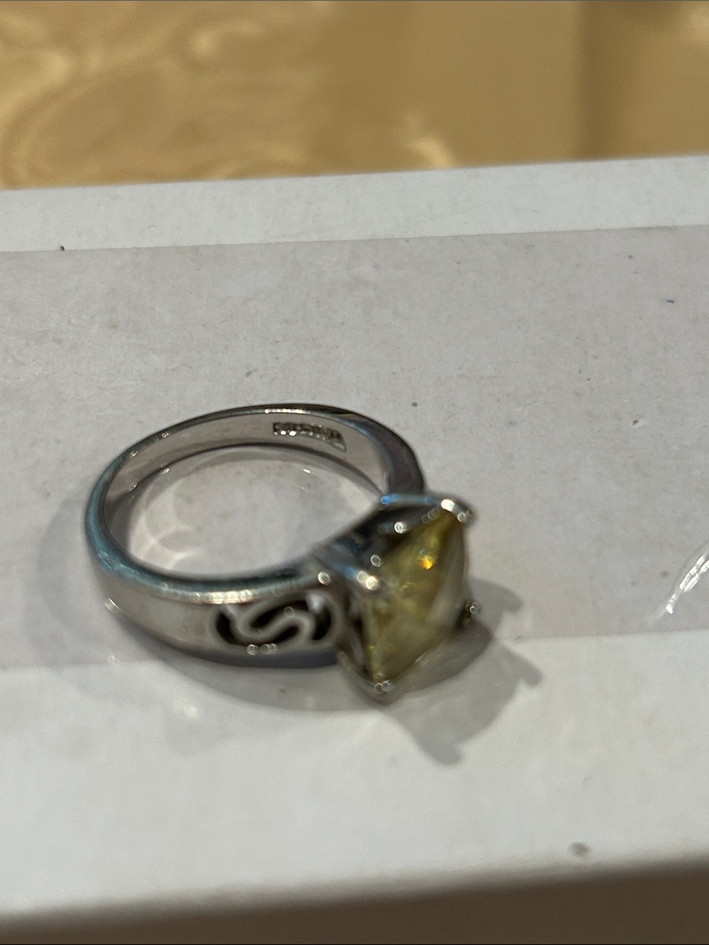 Sterling Silver Yellow Stone Statement Ring